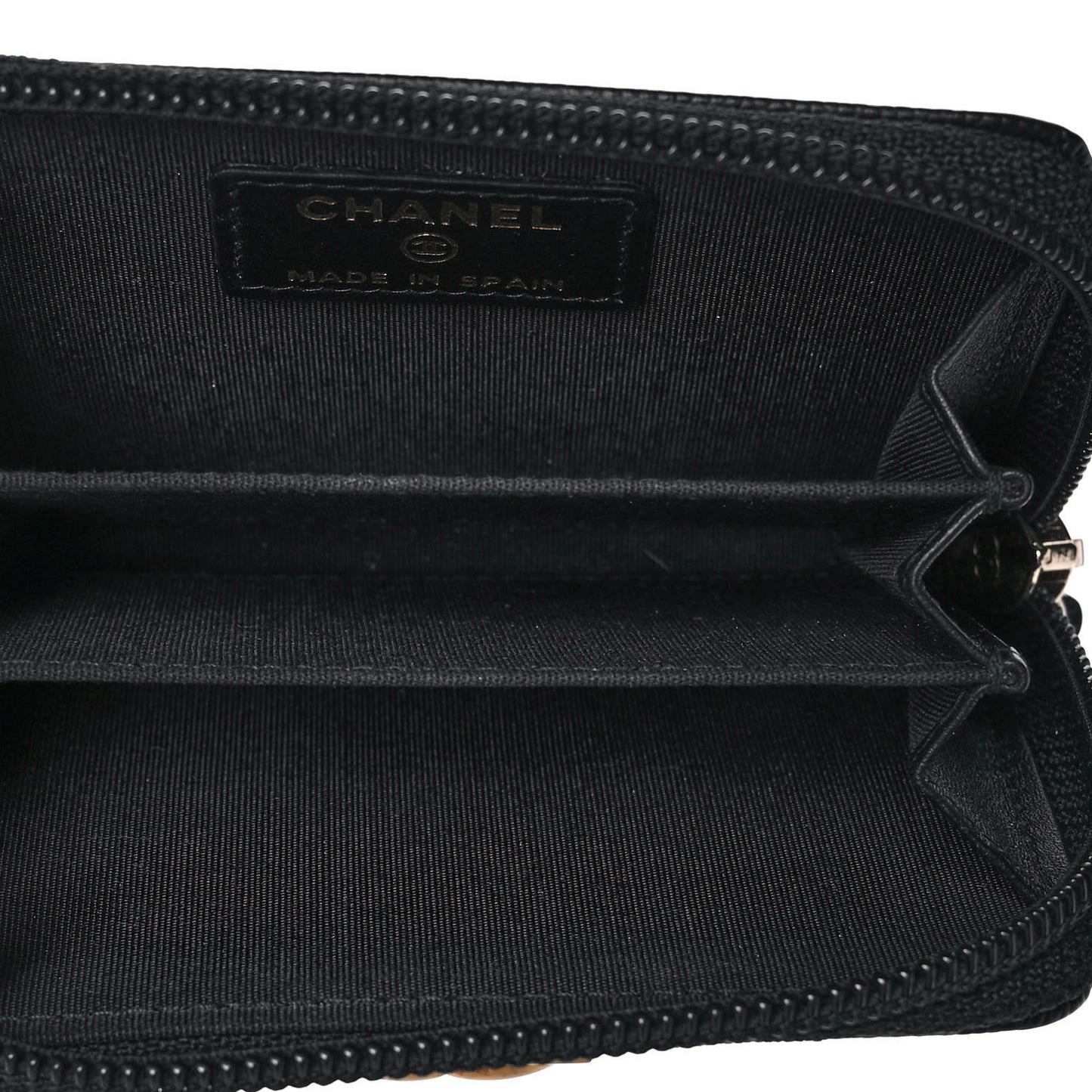 Caviar Quilted Boy Zip Around Coin Purse Wallet Black