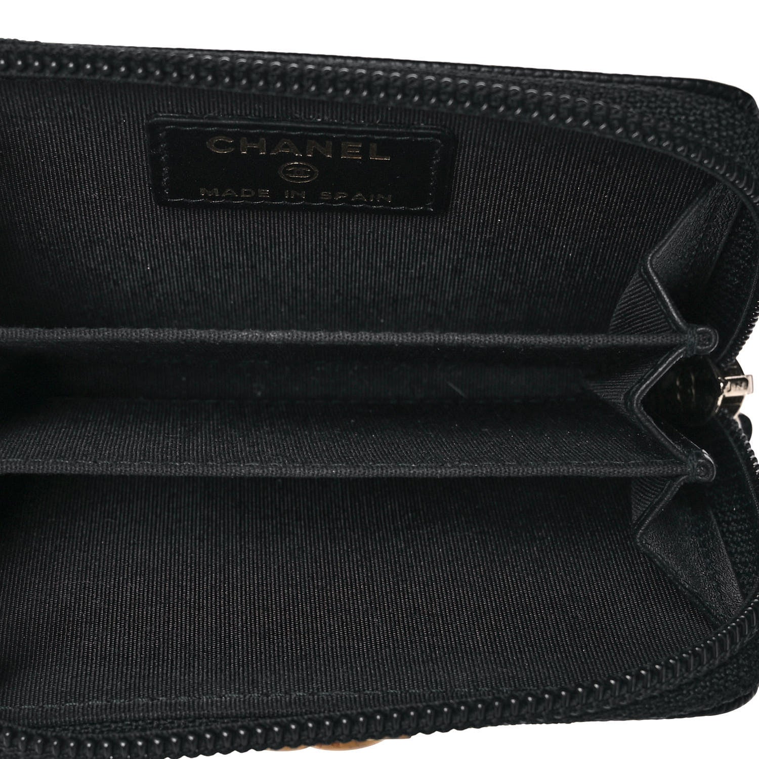 Chanel Caviar Quilted Boy Zip Around Coin Purse Wallet Black 5 of 8