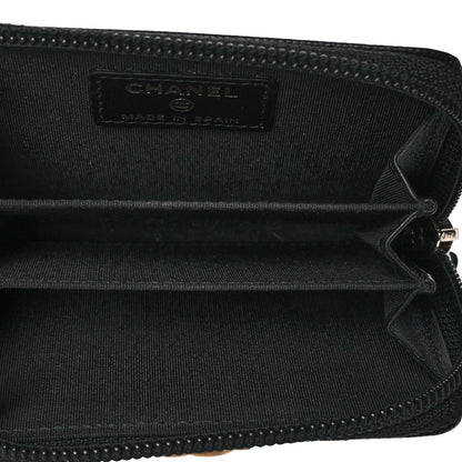 Chanel Caviar Quilted Boy Zip Around Coin Purse Wallet Black 5 of 8