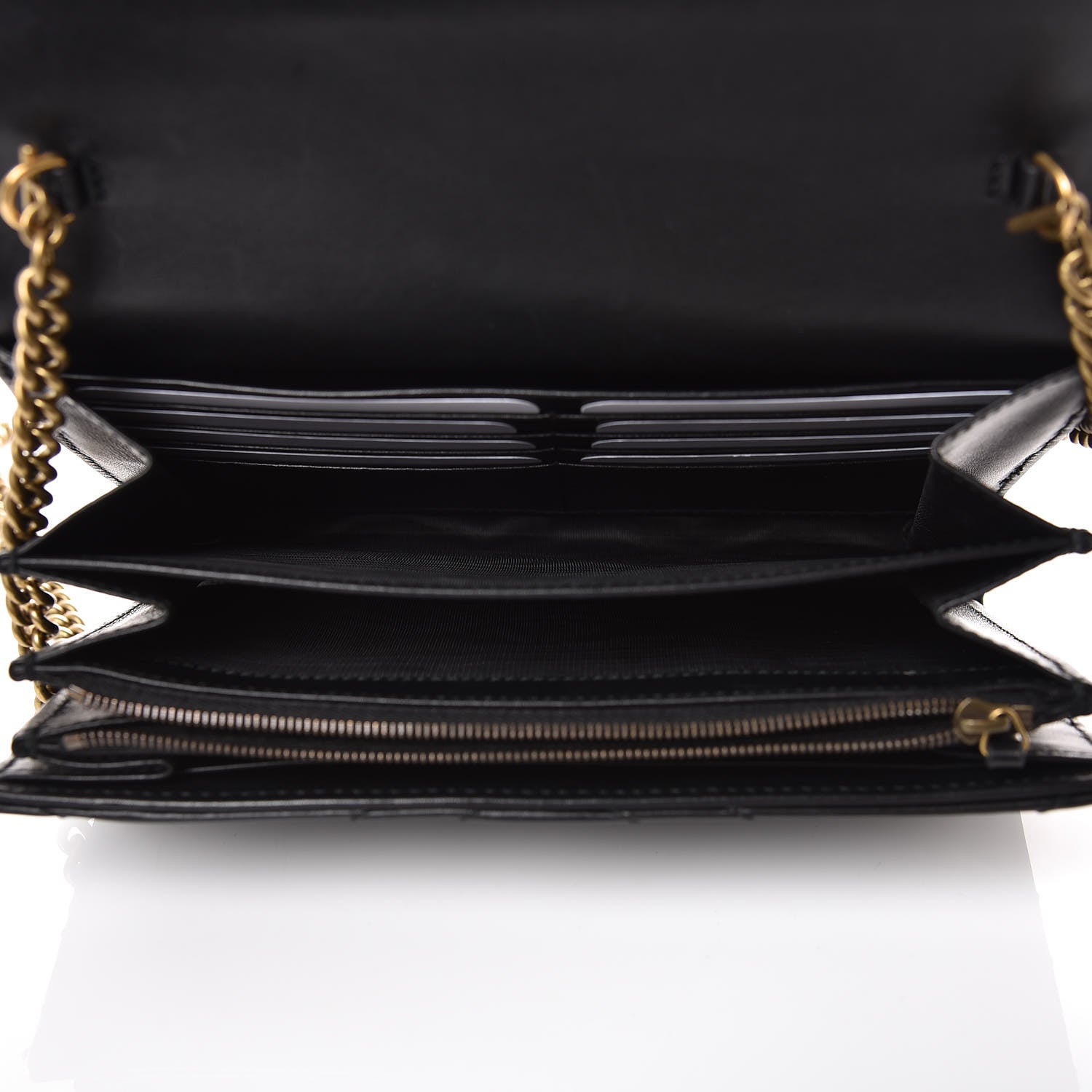 Gucci Calfskin Matelasse GG Marmont Chain Wallet Black 5 of 10