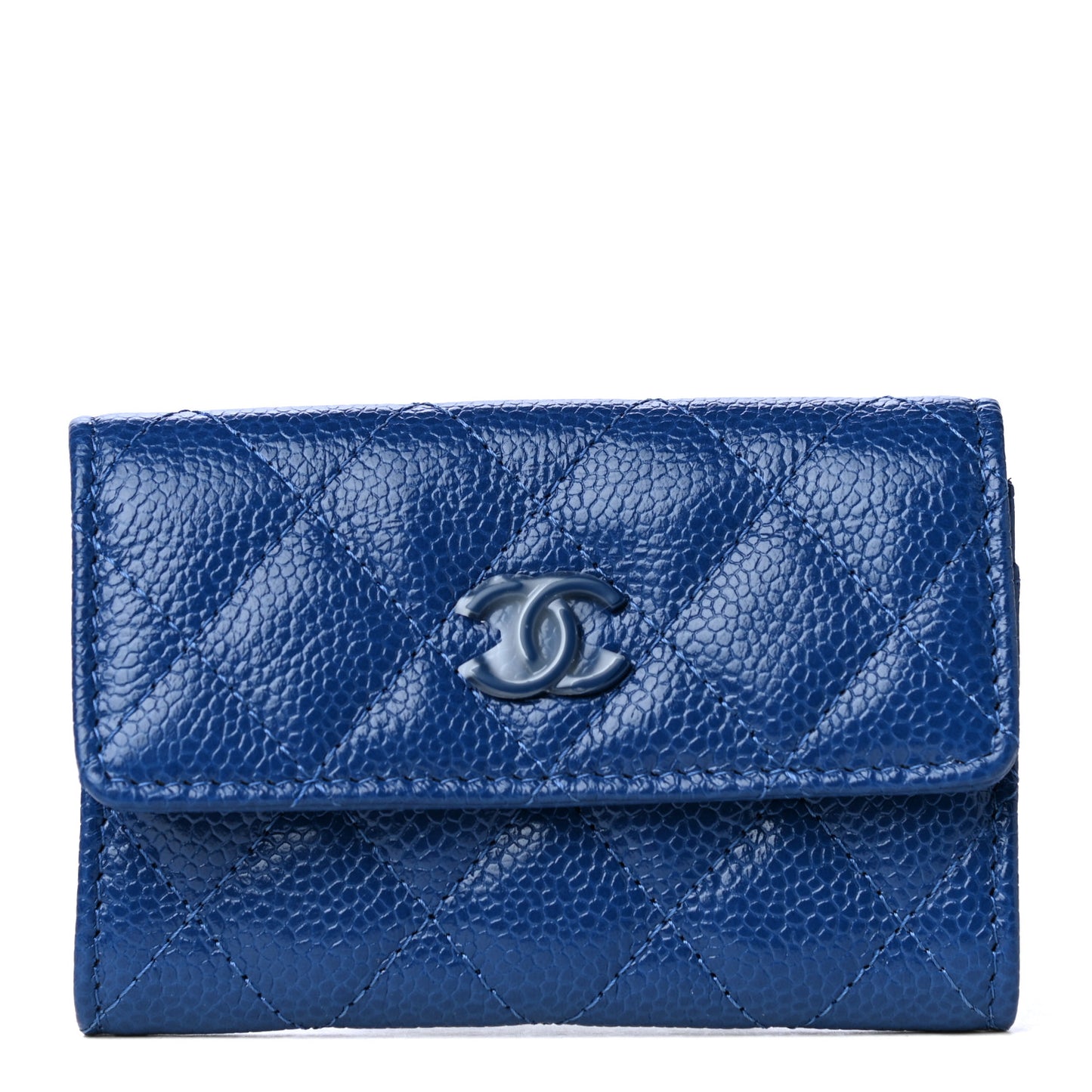 Caviar Quilted Incognito Flap Card Holder Blue
