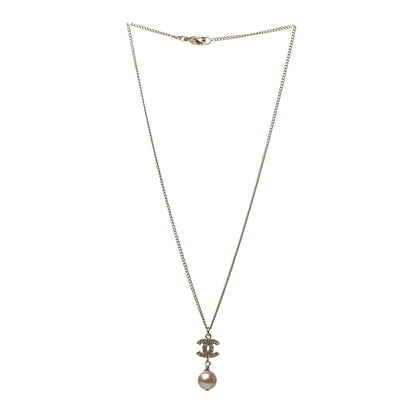 Chanel Crystal Pearl CC Drop Necklace Gold 3 of 5