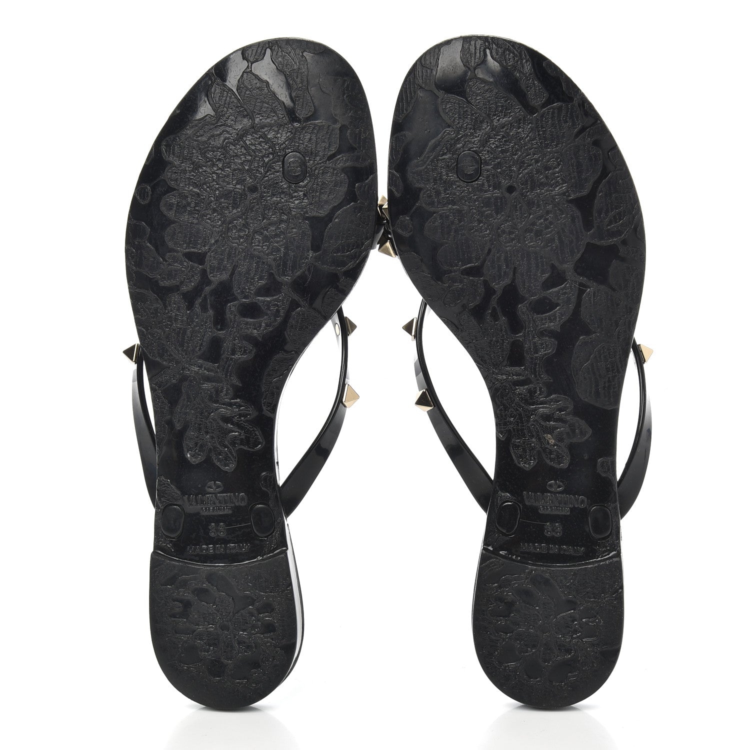 Valentino Garavani PVC Jelly Rockstud Bow Thong Sandals 38 Black 5 of 14