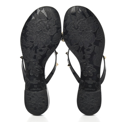 Valentino Garavani PVC Jelly Rockstud Bow Thong Sandals 38 Black 5 of 14
