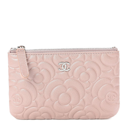 Chanel Goatskin Camellia Embossed Cosmetic Pouch Light Pink 1 of 8