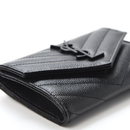 Saint Laurent Grain De Poudre Matelasse Chevron Small Monogram Envelope Wallet Black 5 of 8