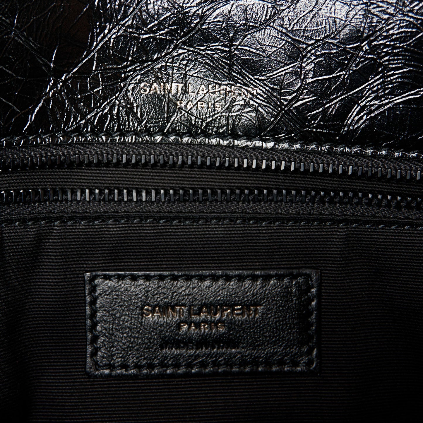 Crinkled Calfskin Matelasse Monogram Medium Niki Chain Satchel Black