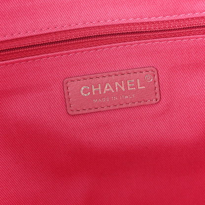 Chanel Woven Straw Raffia Logo Tote Pink Beige 6 of 10