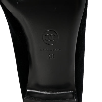 Chanel Velvet Moccasin Loafers 40 Black 7 of 9
