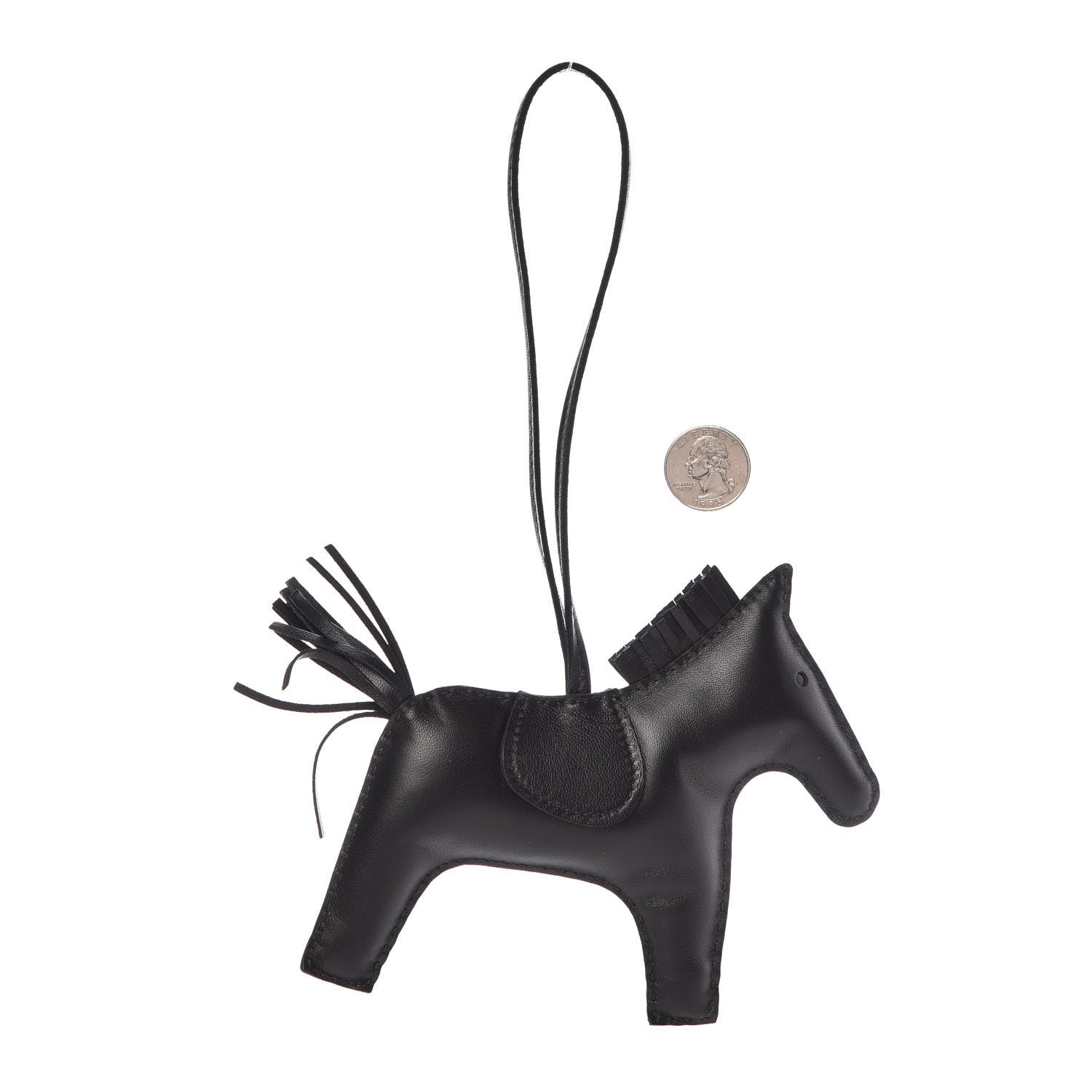 Hermes Milo Lambskin Grigri Rodeo Horse Bag Charm GM So Black 2 of 4