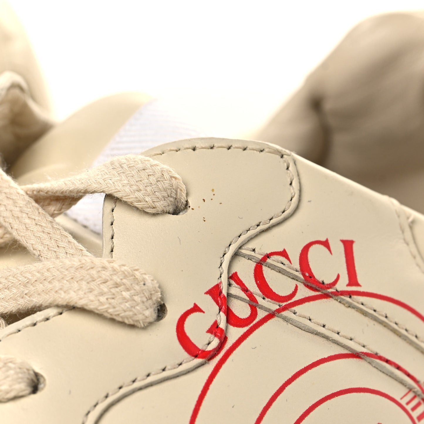 Calfskin Mens Gucci Disk Rhyton Sneaker 8 Ivory Red