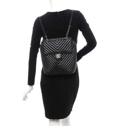 Chanel Calfskin Chevron Quilted Large Urban Spirit Backpack Black 2 of 11