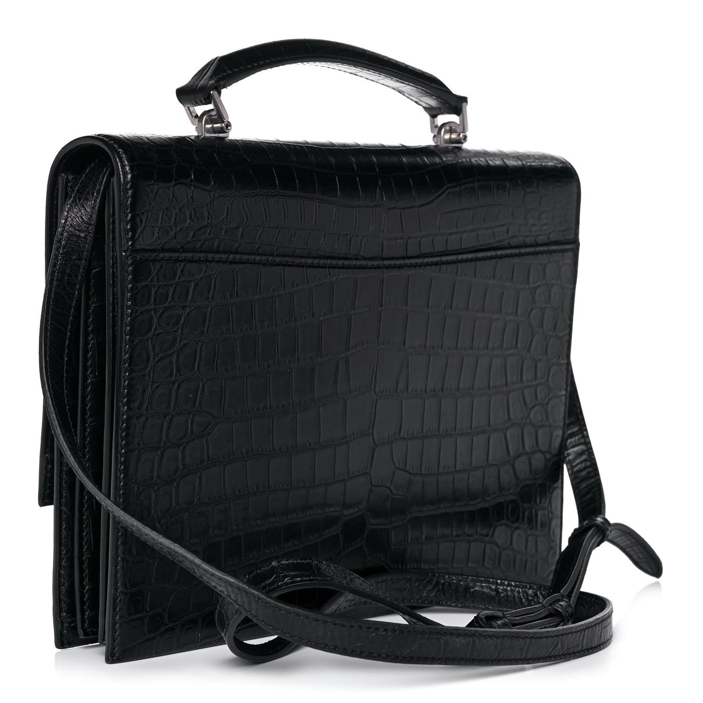 Calfskin Crocodile Embossed Medium Babylone Black