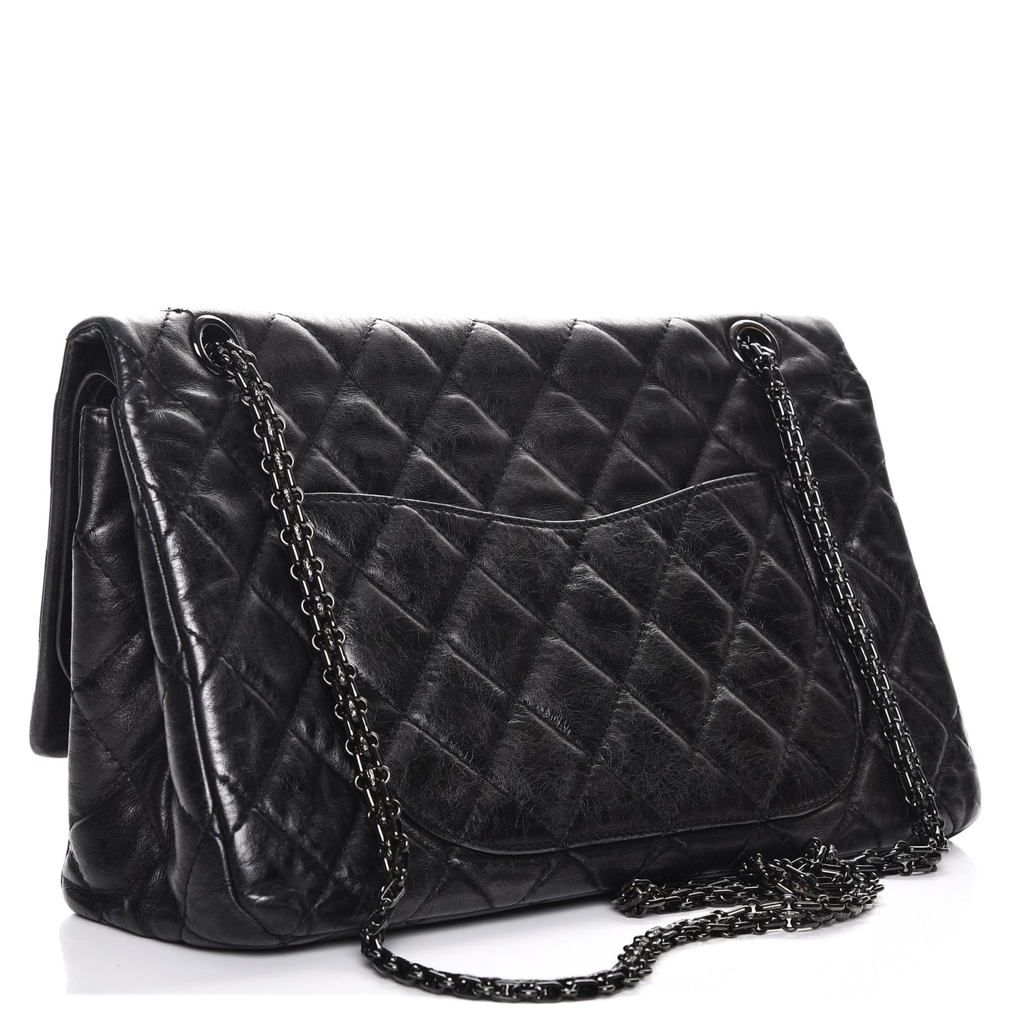 Glazed Calfskin Quilted 2.55 Reissue 227 Flap So Black