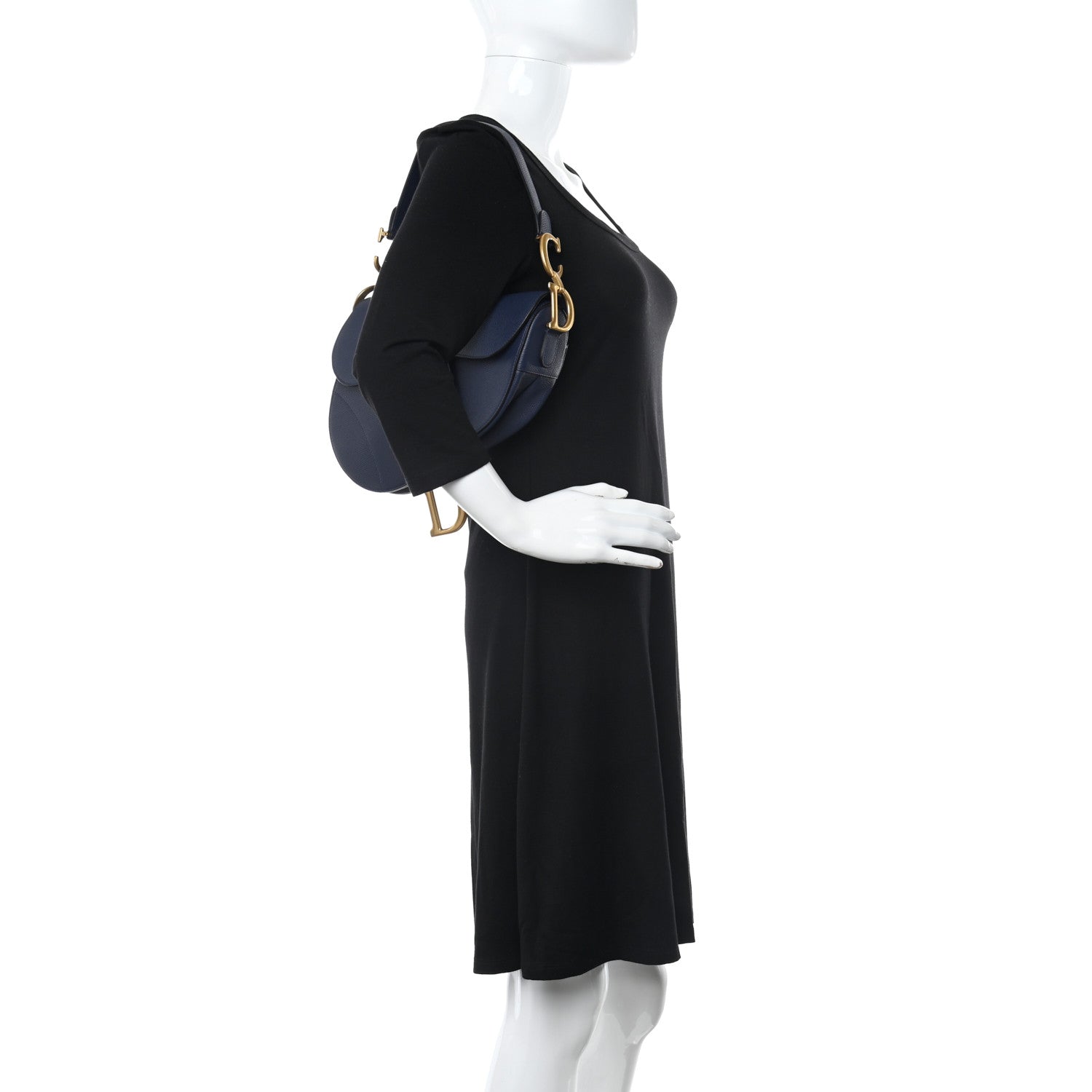 Christian Dior Grained Calfskin Saddle Bag Navy 2 of 10