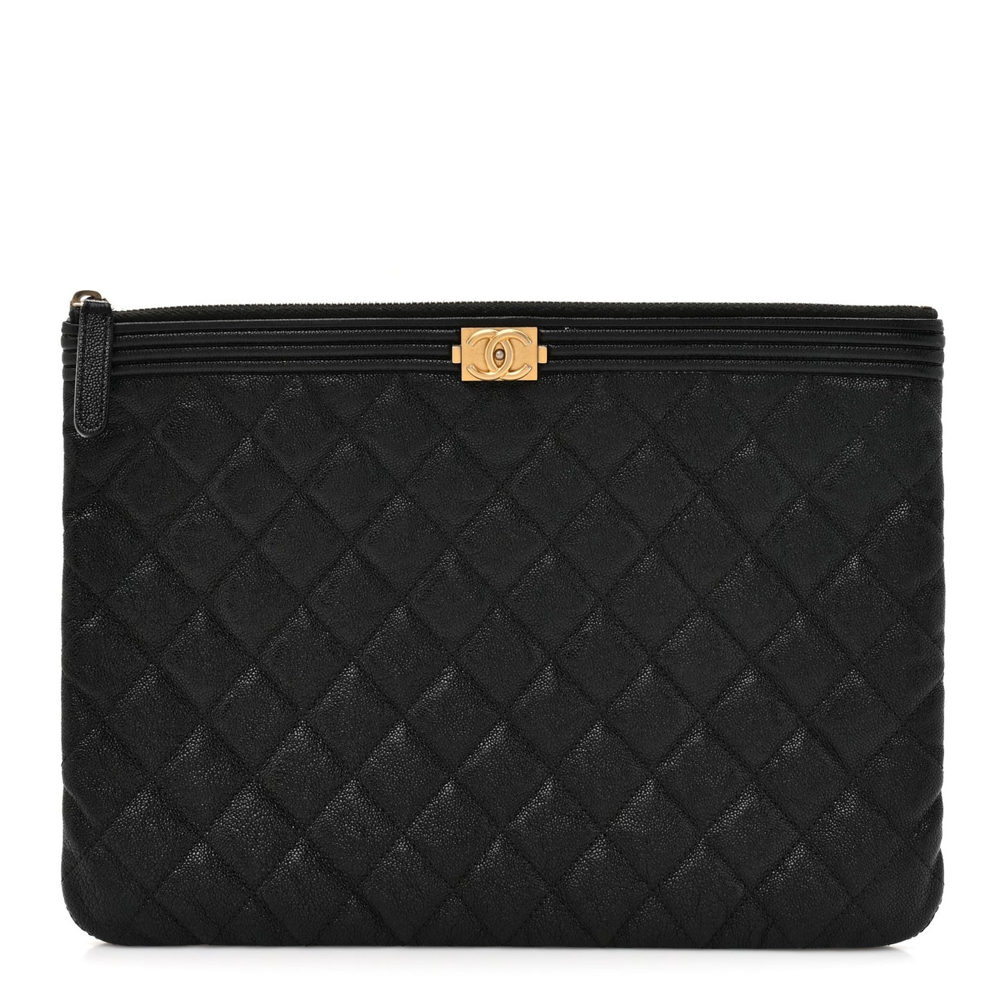 Caviar Quilted Medium Boy Cosmetic Case Black