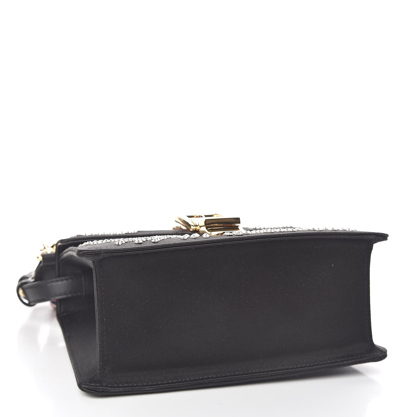 Satin Crystal Mini Sylvie Top Handle Bag Black