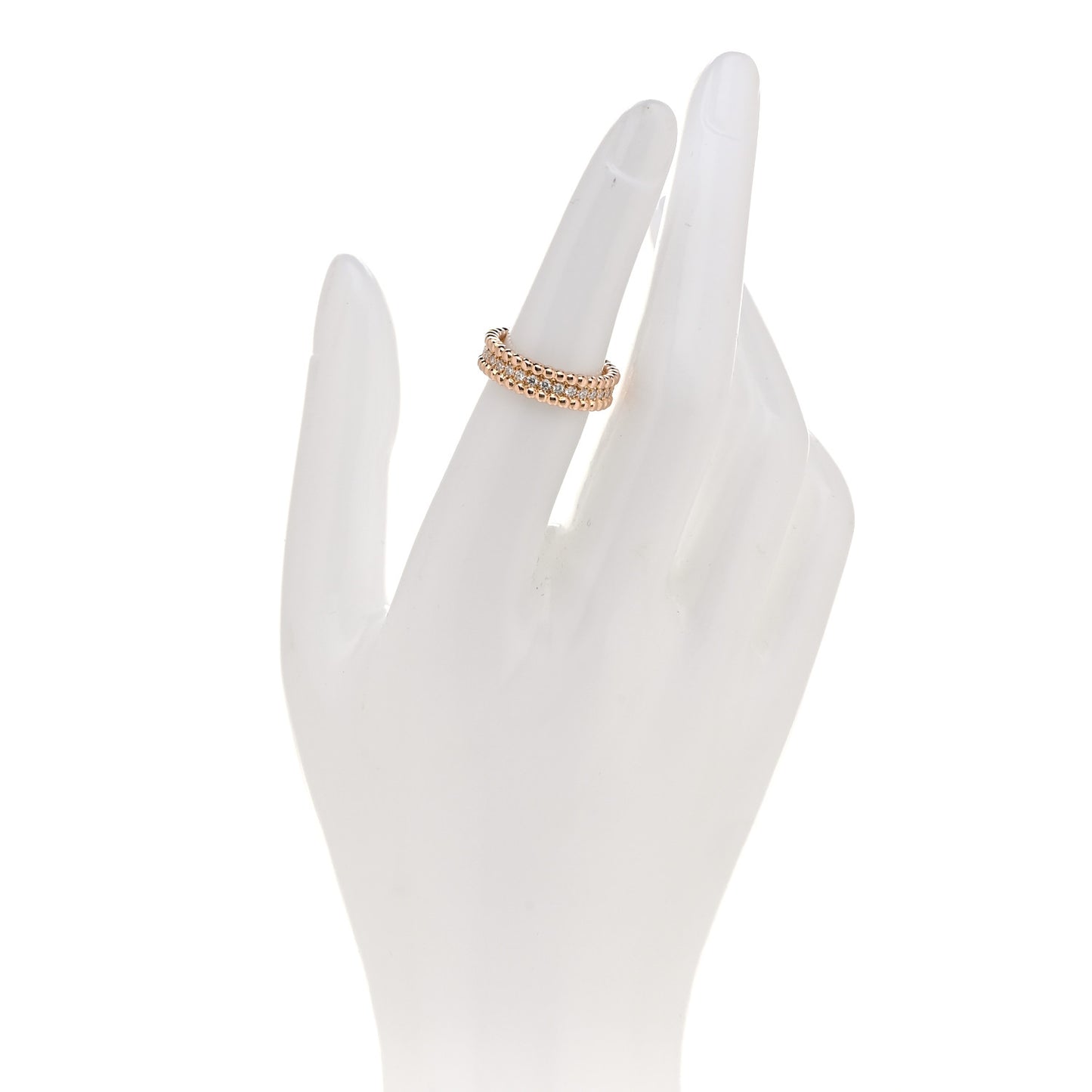 18K Rose Gold Diamond Perlee 1 Row Ring 50 5.25