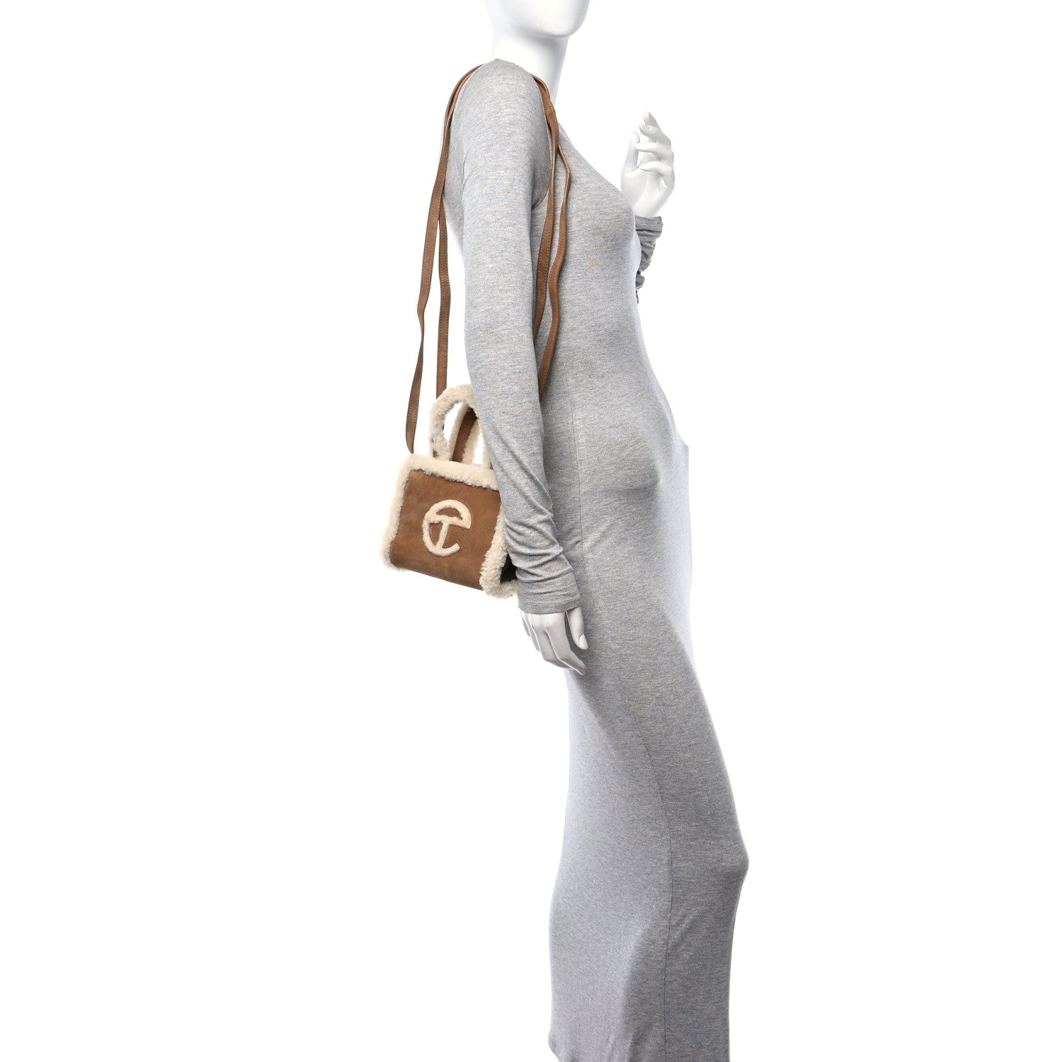 Telfar X UGG Suede shearling Small Shopping Bag Chestnut 2 of 12