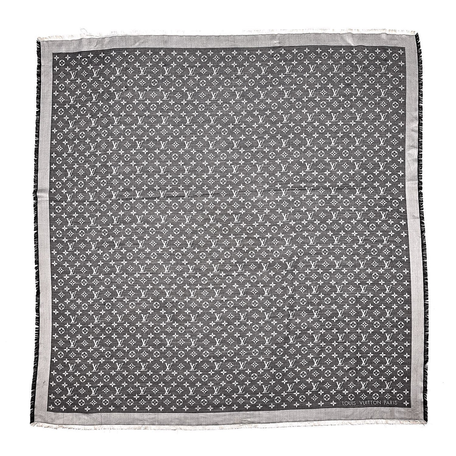 Louis Vuitton Wool Silk Monogram Denim Shawl Black 1 of 6