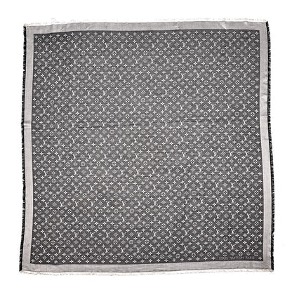 Louis Vuitton Wool Silk Monogram Denim Shawl Black 1 of 6