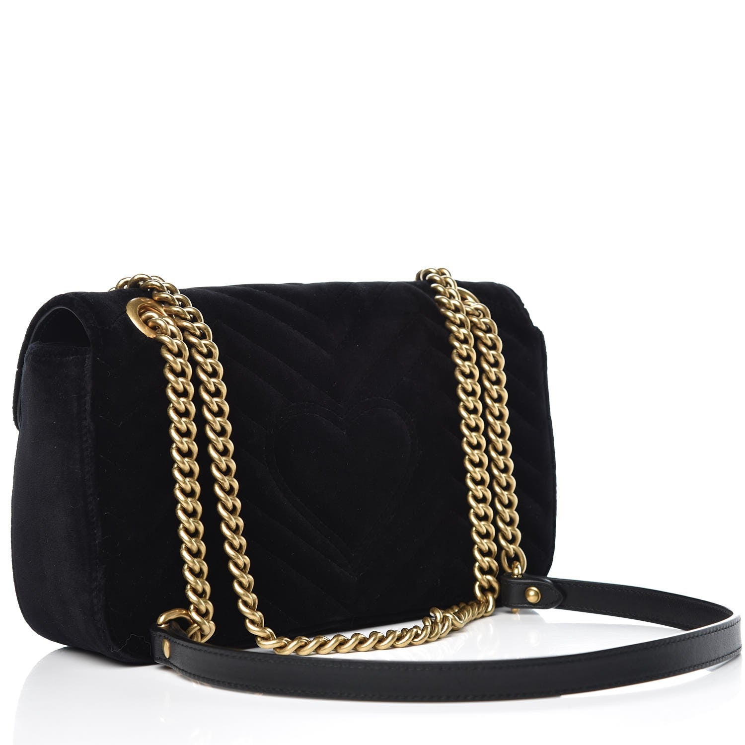 Gucci Velvet Matelasse Small GG Marmont Shoulder Bag Black 3 of 7