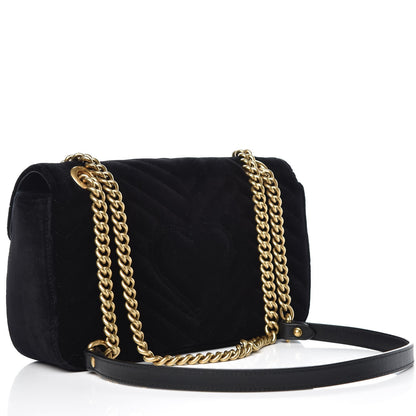 Gucci Velvet Matelasse Small GG Marmont Shoulder Bag Black 3 of 7