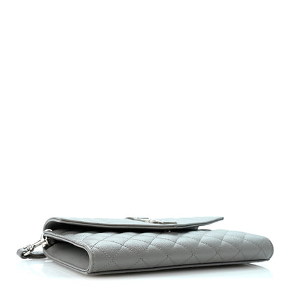 Saint Laurent Grain De Poudre Textured Mixed Matelasse Triquilt Monogram Clutch New Stone Grey 4 of 13
