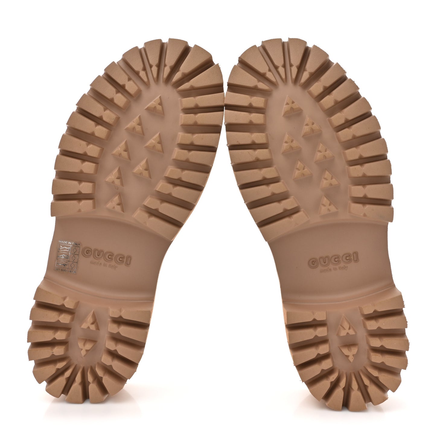 Rubber GG Monogram Perforated Elea Platform 55mm Lug Sole Sandals 41 Vintage Camel