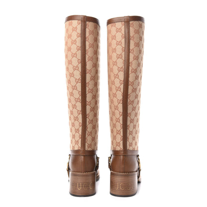 Gucci GG Monogram Calfskin Lola Tall Boots 39.5 Beige Ruggine Cuir 4 of 10