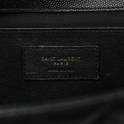 Saint Laurent Grain De Poudre Textured Mixed Matelasse Triquilt Medium Monogram Satchel Black 6 of 8