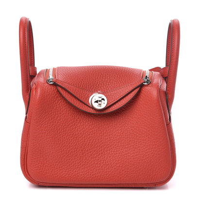 Hermes Taurillon Clemence Mini Lindy 20 Rouge Tomate 1 of 11