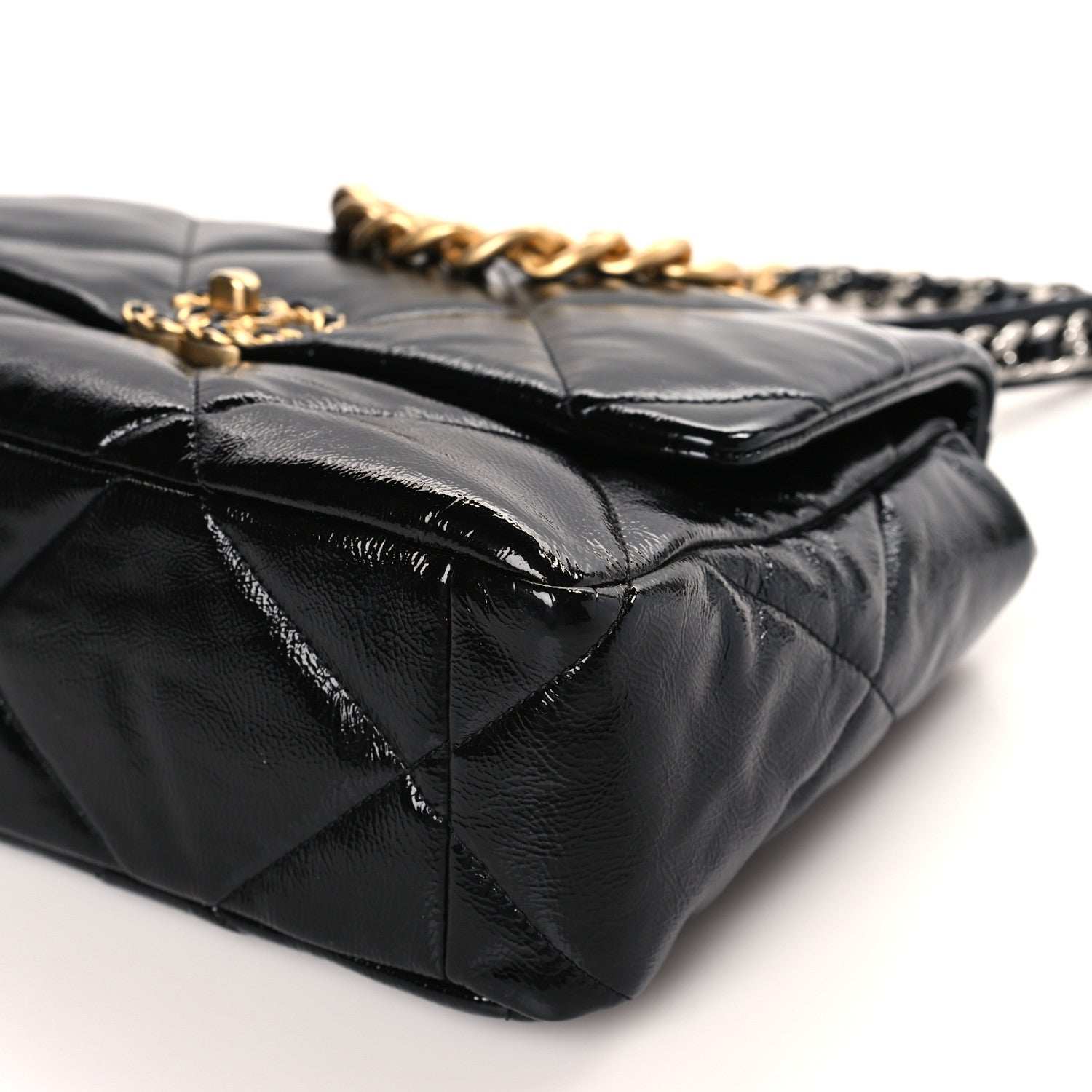 Chanel Shiny Crumpled Calfskin Quilted Large Chanel 19 Flap Black 9 of 9