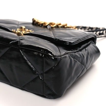 Chanel Shiny Crumpled Calfskin Quilted Large Chanel 19 Flap Black 9 of 9