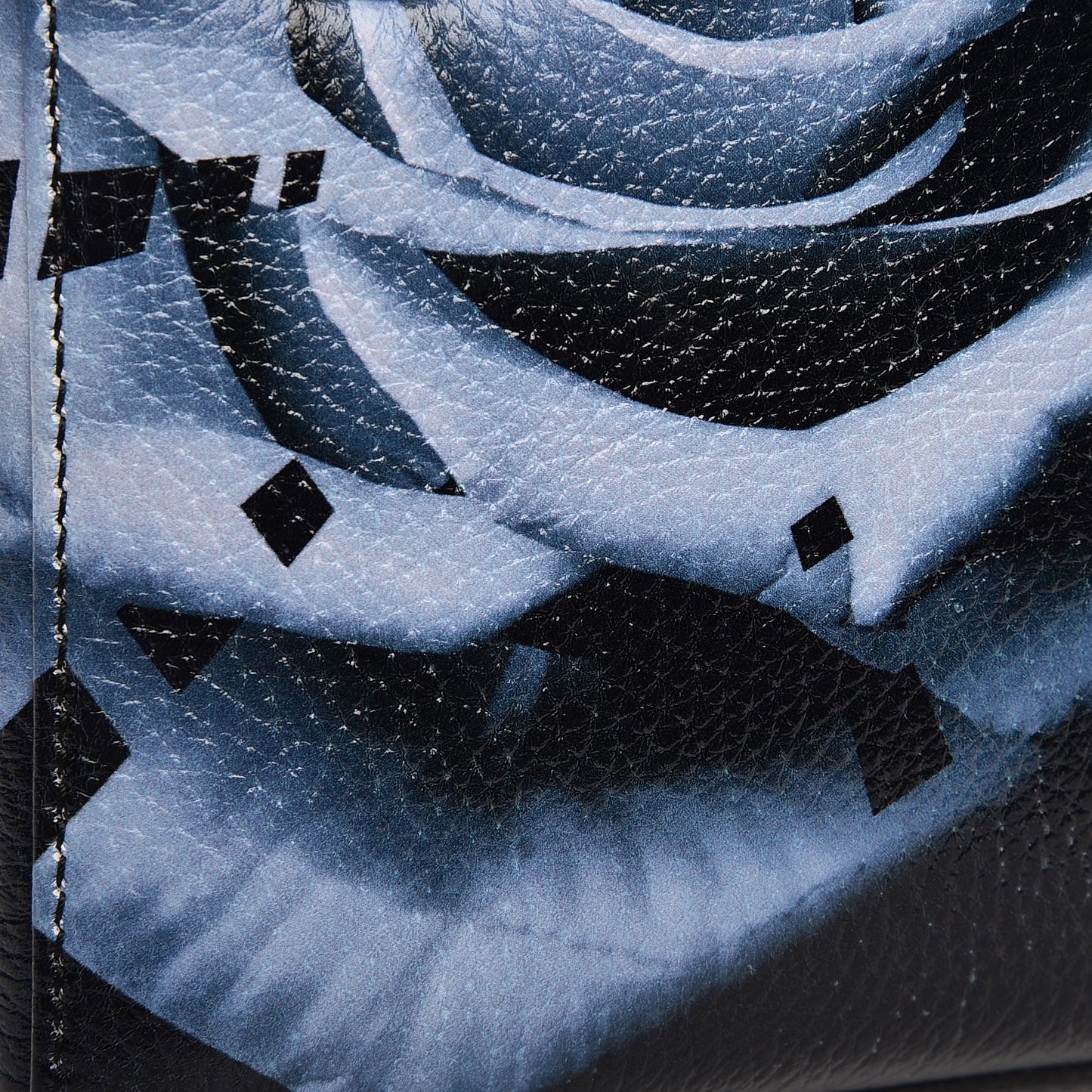 Deerskin Floral Printed Mini Lady Dior Black Blue