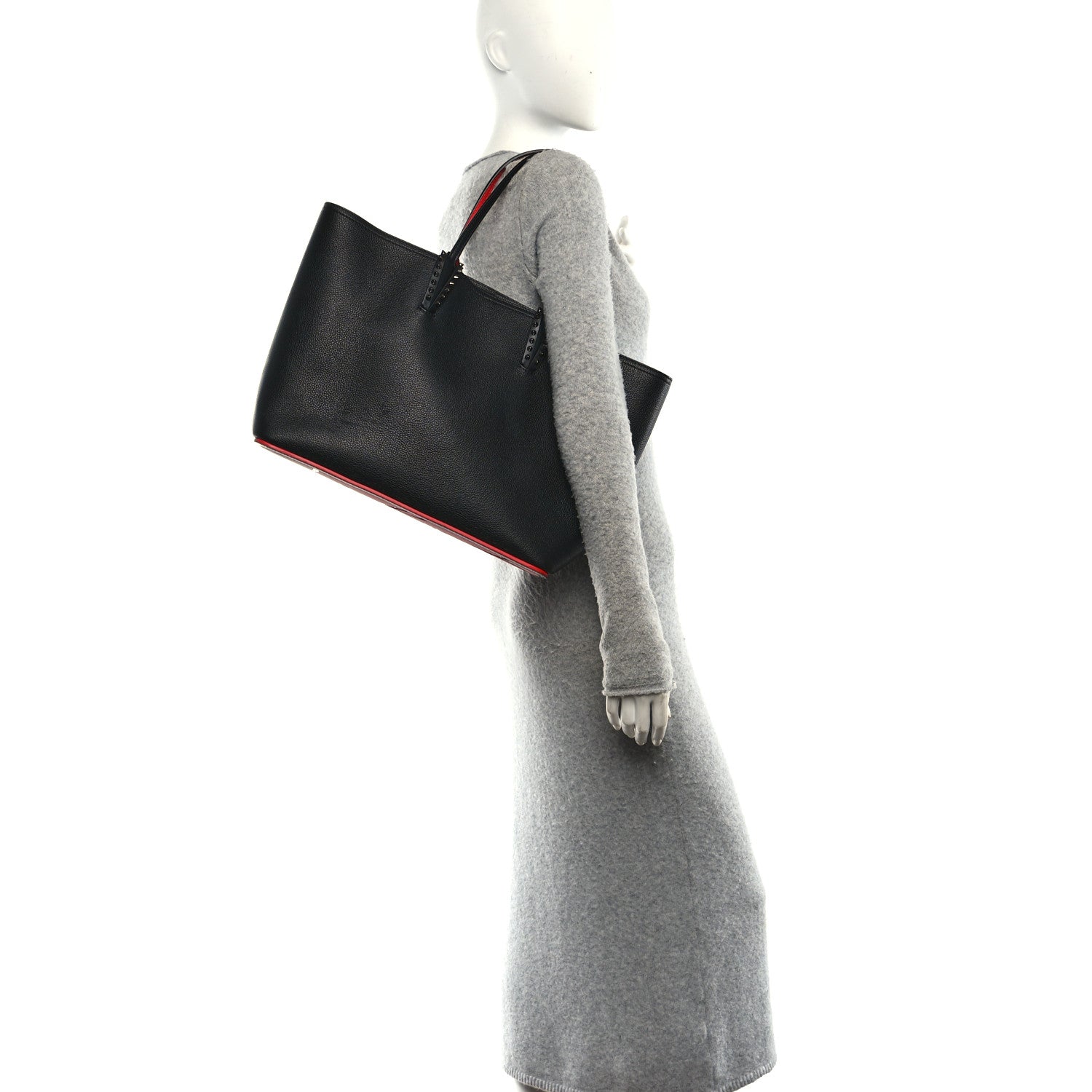 Christian Louboutin Calfskin Spikes East West Cabata Tote Black 2 of 13