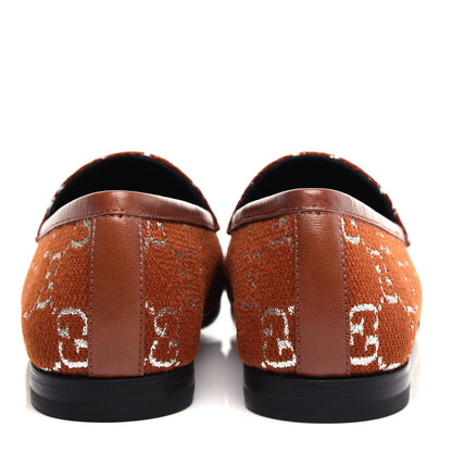 Gucci Canvas Lame GG Monogram Horsebit Womens Jordaan Loafers 36 Burnt Orange Silver 7 of 12