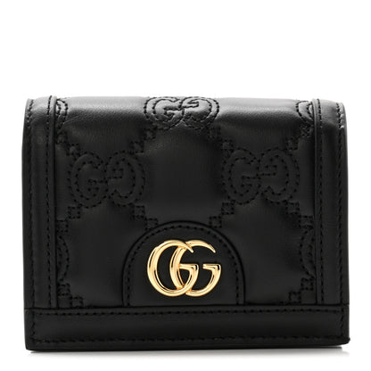 Gucci Calfskin GG Matelasse Card Case Wallet Black 1 of 9