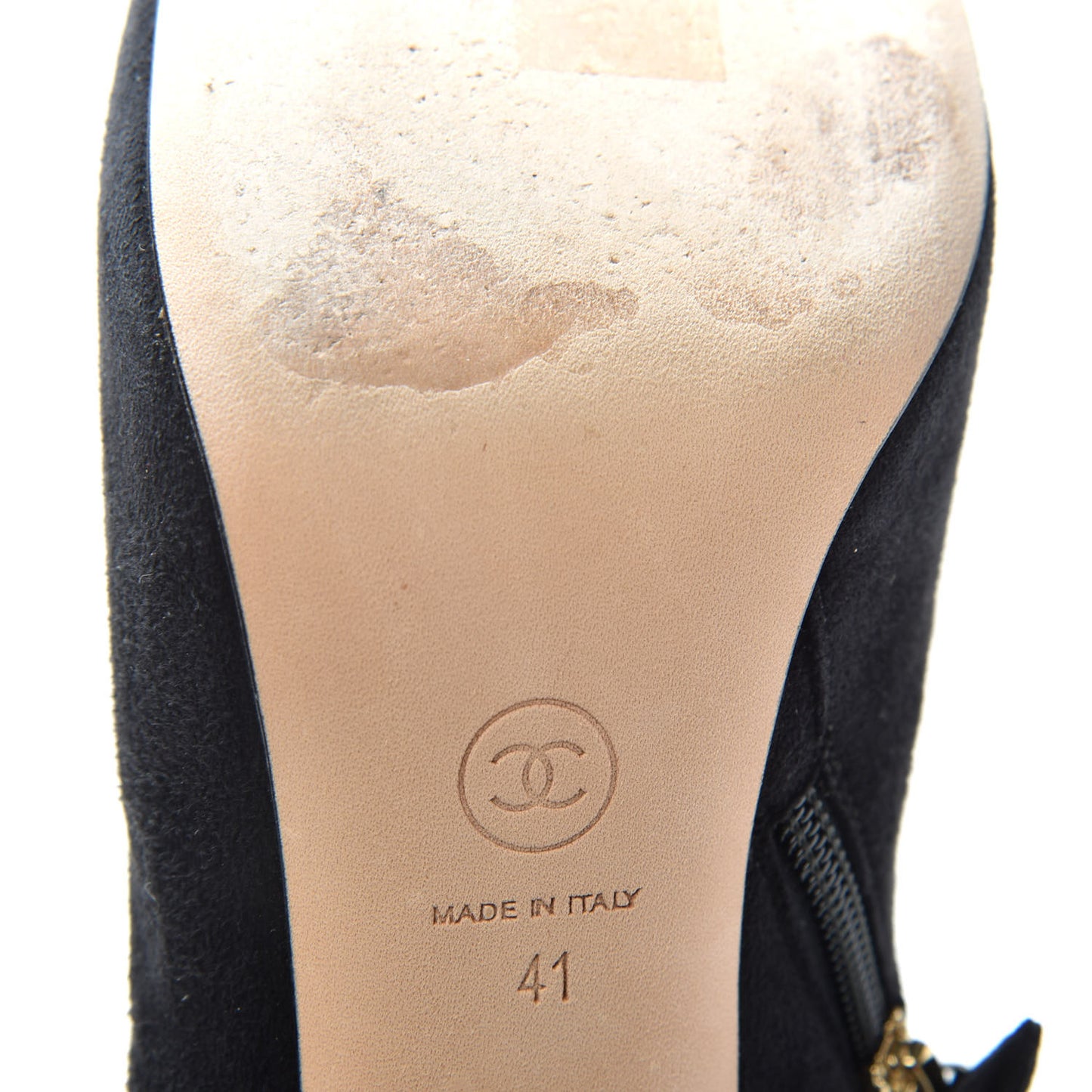 Suede Chain CC Short Boots 41 Black