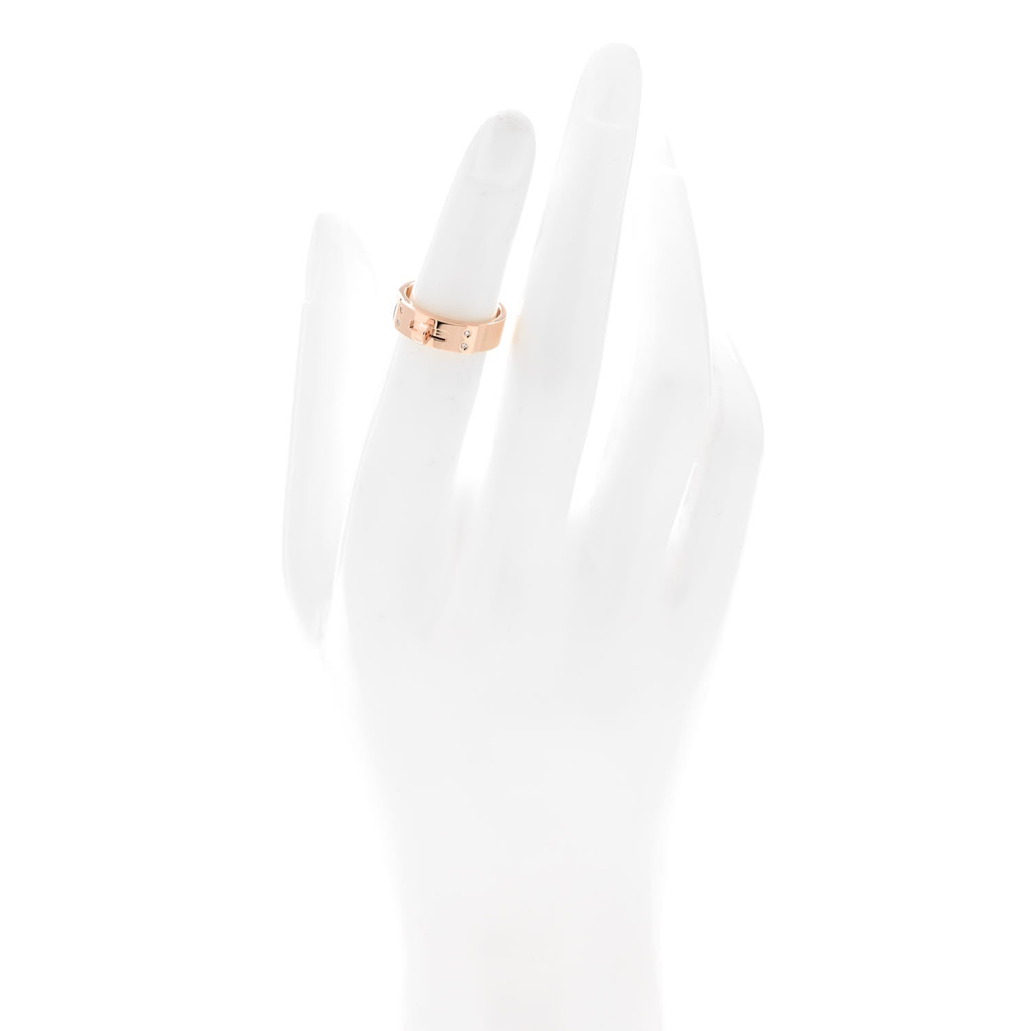 Hermes 18K Rose Gold Diamond PM Kelly Ring 48 4.5 2 of 5