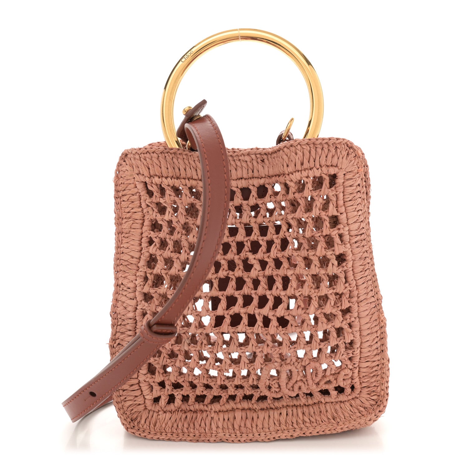 Chloe Raffia Calfskin Mini Summer Banana Tote Summery Beige 1 of 11