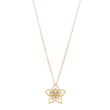 Roberto Coin 18K Yellow Gold Diamond Medium Vernazza Open Frame Flower Pendant Necklace 1 of 4