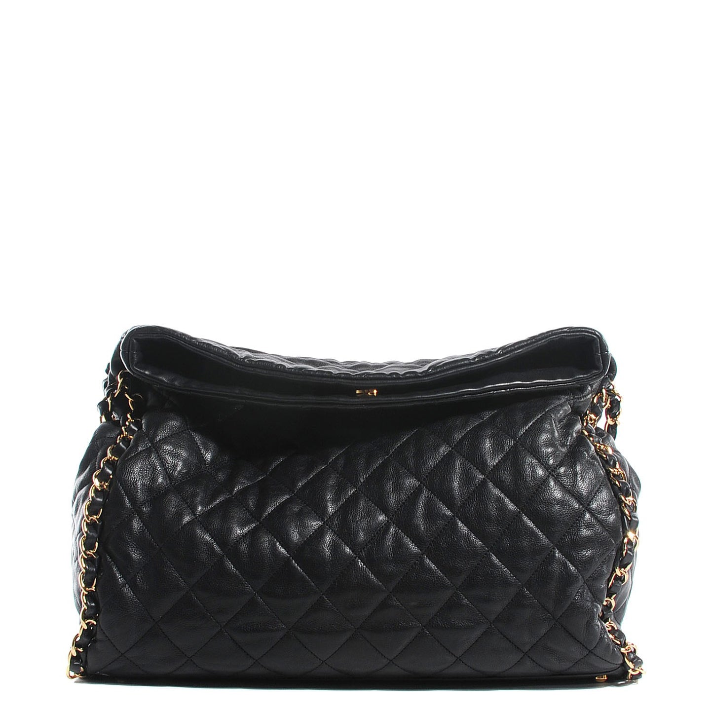 Calfskin Quilted Large Chain Me Hobo Black