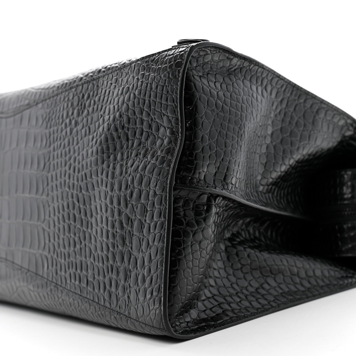 Balenciaga Semi Matte Calfskin Crocodile Embossed Neo Classic Black Hardware Large City Black 9 of 9