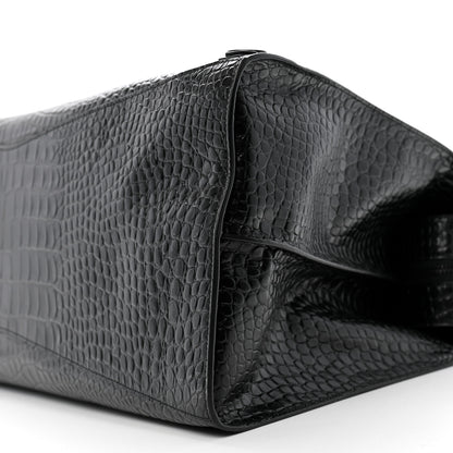 Balenciaga Semi Matte Calfskin Crocodile Embossed Neo Classic Black Hardware Large City Black 9 of 9