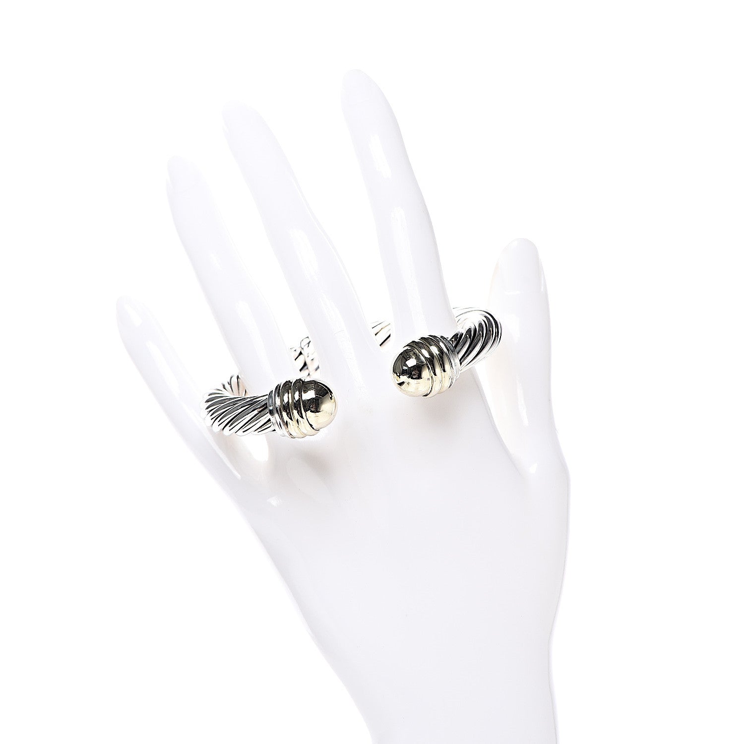 David Yurman Sterling Silver 14K Yellow Gold 10mm Cable Classics Bracelet 2 of 4