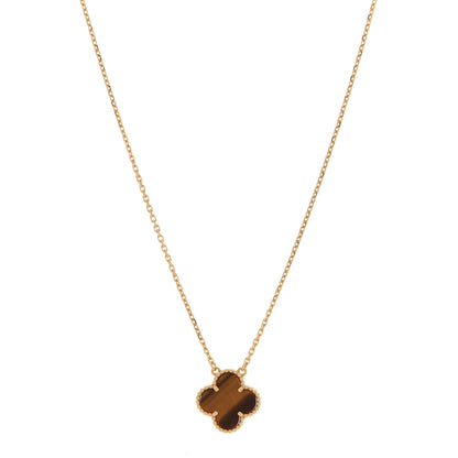 Van Cleef & Arpels 18K Yellow Gold Tiger Eye Vintage Alhambra Pendant Necklace 1 of 6