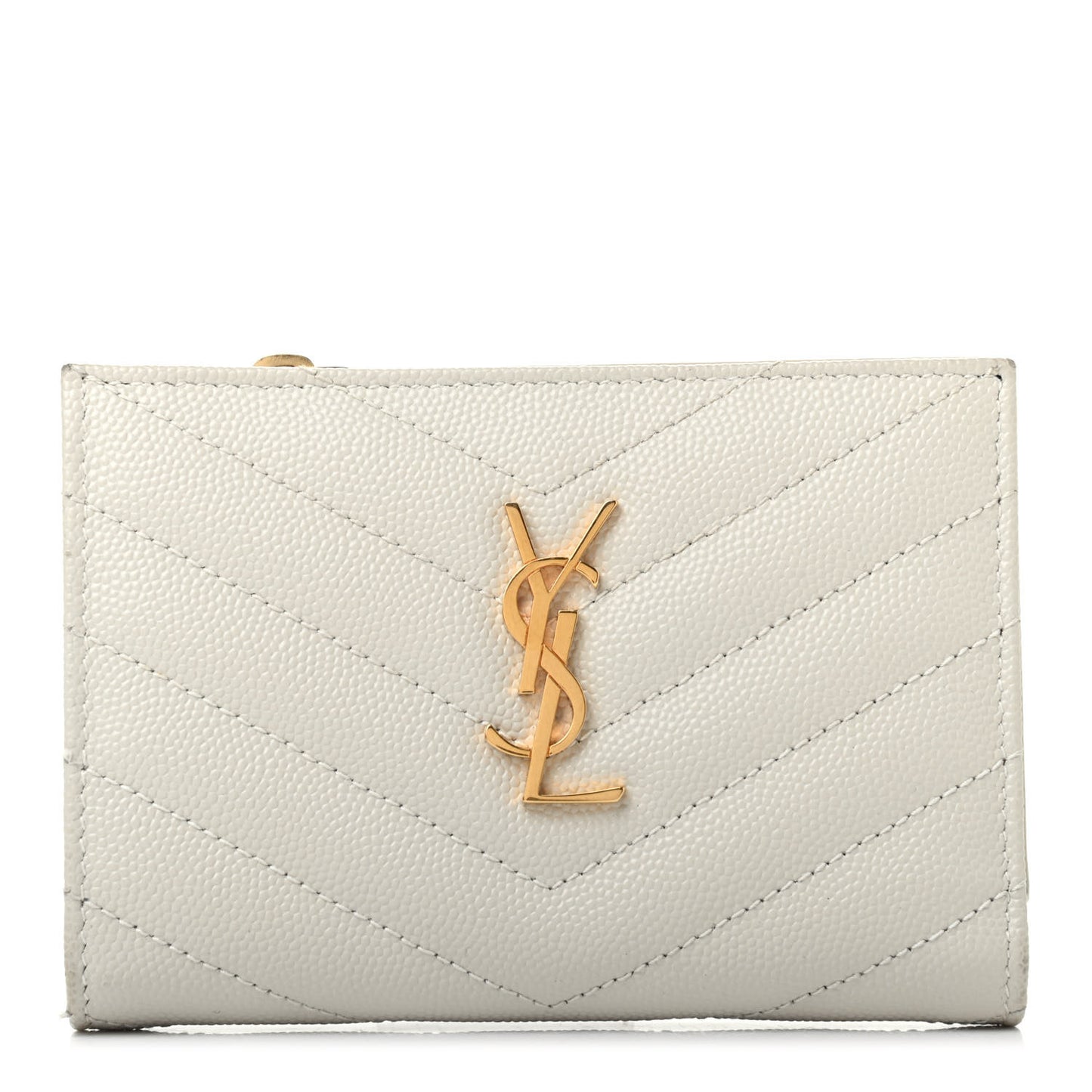 Grain De Poudre Matelasse Chevron Monogram Zipped Two-Part Wallet Crema Soft