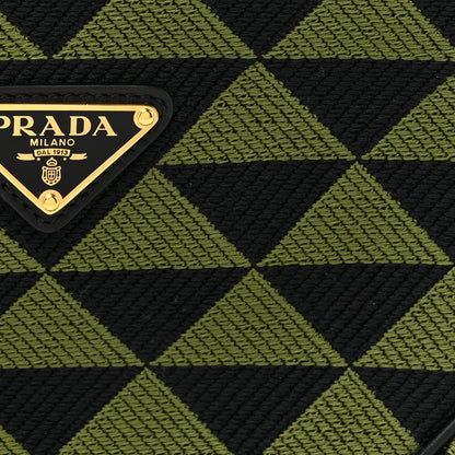 Prada Jacquard Calfskin Triangolo Symbole Embroidered Mini Triangle Double Bag Black Edera 8 of 10