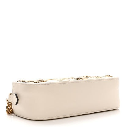 Gucci Calfskin Matelasse Animal Studs Small GG Marmont Chain Shoulder Bag White 3 of 9